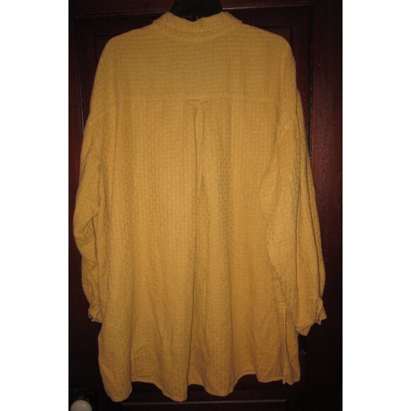 Kleen Plus 1X Button Tunic Top Big Shirt Blouse Lagenlook Heavy Linen Textured - Picture 2 of 3